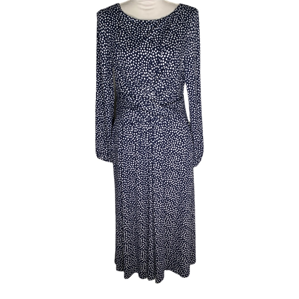 Boden Navy and White Polka Dot Maxi Dress